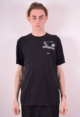NIKE MENS VINTAGE MICHIGAN TECH T-SHIRT TOP SMALL BLACK 90S