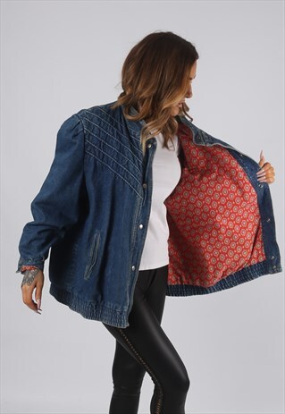 VINTAGE DENIM BOMBER JACKET OVERSIZED UK 20 3XL (CRBX)