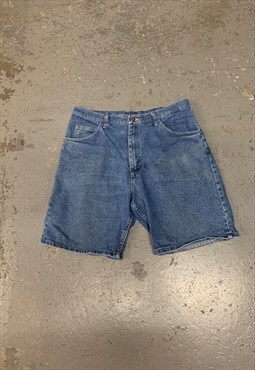 WRANGLER Denim Shorts Blue with Logo Patch