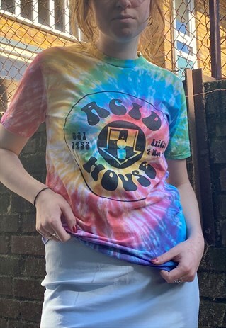 ACID HOUSE RAINBOW SPIRAL TIE DIE T SHIRT