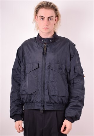 ALPHA IDUSTRIES MENS VINTAGE JACKET LARGE BLUE 90S