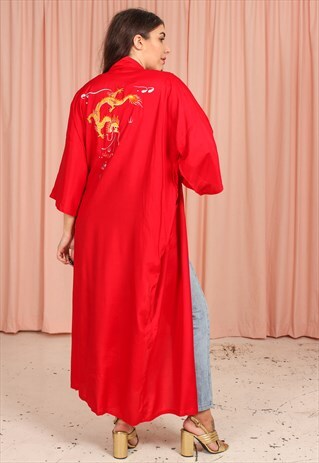 VINTAGE 80S KIMONO WITH DRAGON EMBROIDERY