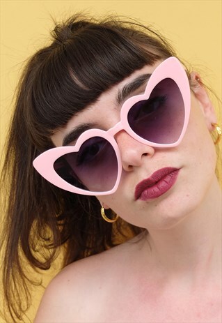 PINK CAT EYE HEART SUNGLASSES