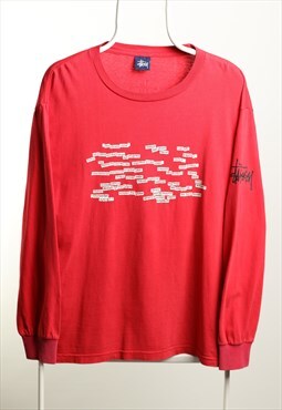 Vintage Stussy Crewneck Script Top Red