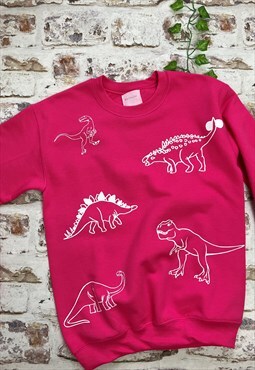 Mega dinosaur sweatshirt- Pink - unisex fit