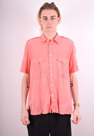YVES SAINT LAURENT MENS VINTAGE SHIRT MEDIUM PINK 90S