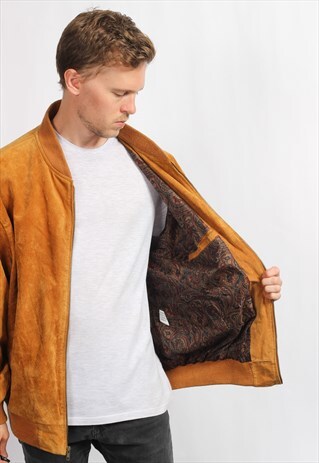 VINTAGE SUEDE OVERSIZED BOMBER JACKET