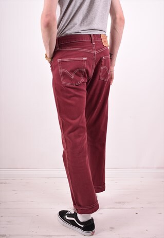 LEVI'S 501 MENS VINTAGE JEANS W29 L30 MAROON 90S