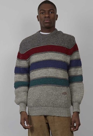 VINTAGE 90'S ELLESSE CHUNKY KNIT STRIPE JUMPER