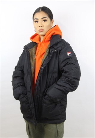 VINTAGE FILA BLACK PADDED SPORTS JACKET