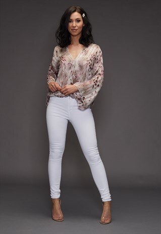 PORTIA SNAKE PRINT TOP PINK
