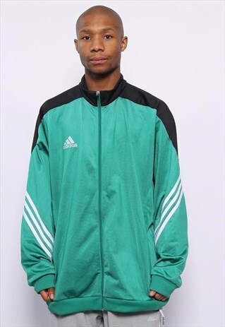 VINTAGE ADIDAS LOGO 3 STRIPE TRACK JACKET GREEN