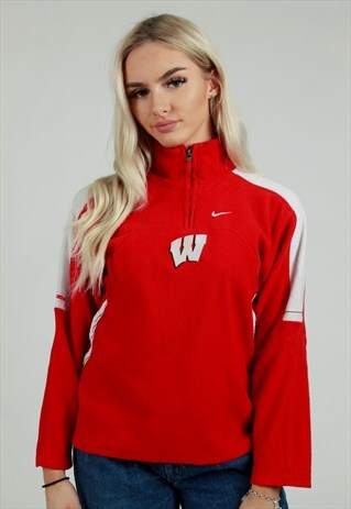 90S NIKE 1/4 ZIP RED FLEECE SWEATSHIRT