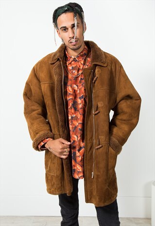 VINTAGE SUEDE SHEEPSKIN COAT / S163