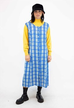 90s Grunge Sleeveless Dress in Blue, Size L