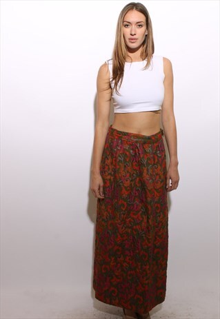 VINTAGE 1960'S 60'S PSYCHEDELIC TAPESTRY MAXI SKIRT L-XL