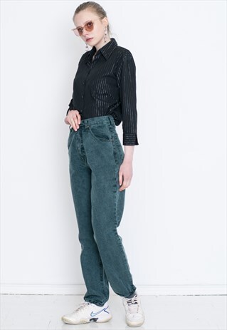 VINTAGE BLUE HIGH WAIST RETRO DENIM JEANS