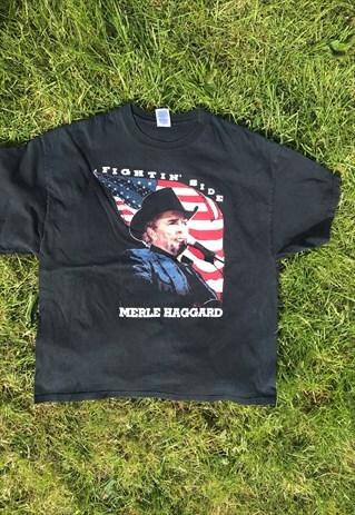 RARE MERLE HAGGARD CONCERT SOFT COTTON LOGO T-SHIRT
