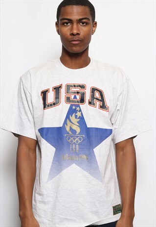 VINTAGE CHAMPION USA OLYMPICS ATLANTA 1996 T-SHIRT GREY