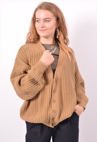 VINTAGE BENETTON CARDIGAN SWEATER KHAKI