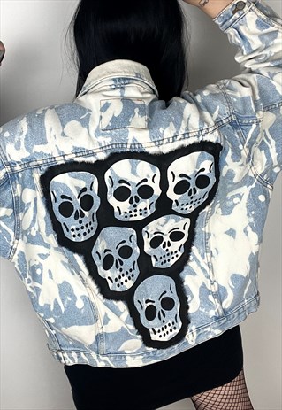 BACK IN BLACK - REWORKED HAND PAINTED STUDDED DENIM JACKET