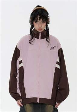 Retro sport jacket grunge tracktop bomber color block bomber