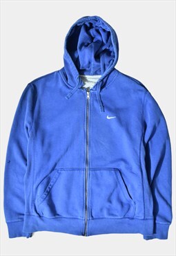 Vintage Nike Hooded Sweatshirt Full Zip Logo Blue