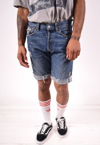 LEVI'S 501 MENS VINTAGE DENIM SHORTS W31 BLUE 90S