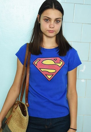 VINTAGE 90S LOGO SUPERMAN T-SHIRT TOP TEE BLOUSE FESTIVAL