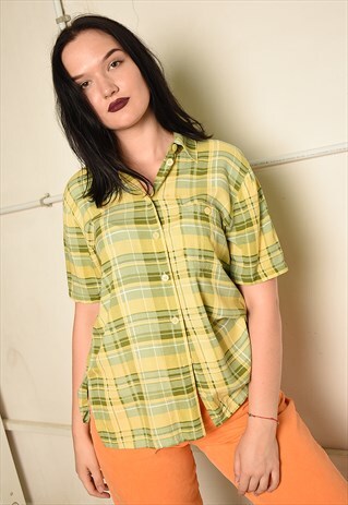 VINTAGE 90S PARIS CHIC SHIRT TOP WITH CHECKED PRINT