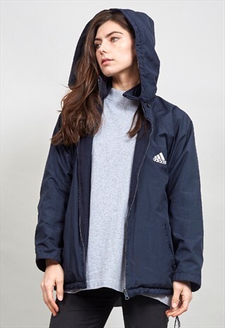 REVERSIBLE VINTAGE 90'S NAVY BLUE FLEECE SHELL ADIDAS JACKET