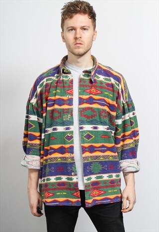 VINTAGE AZTEC PATTERNED SHIRT