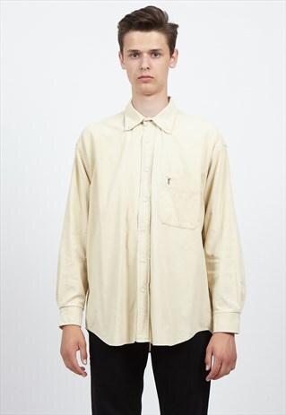 VINTAGE BEIGE YVES SAINT LAURENT LONG SLEEVE CORDUROY SHIRT