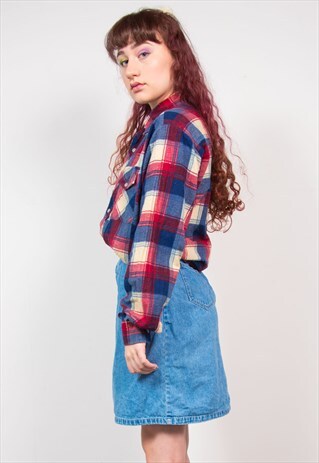 VINTAGE 90'S LIGHT BLUE DENIM HIGH WAIST MINI SKIRT