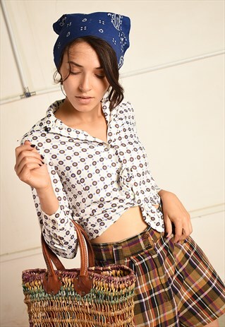 VINTAGE 70S FESTIVAL PARIS CHIC SHIRT WITH MOD PRINT