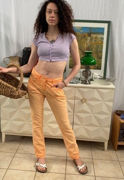 Vintage Y2K 00s low waist washed out orange trousers pants