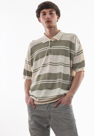 VINTAGE BURBERRYS SHORT SLEEVE 80S BEIGE STRIPED