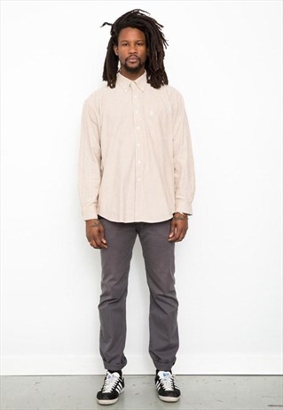 VINTAGE 90'S RALPH LAUREN BROWN WHITE PINSTRIPE POCKET SHIRT