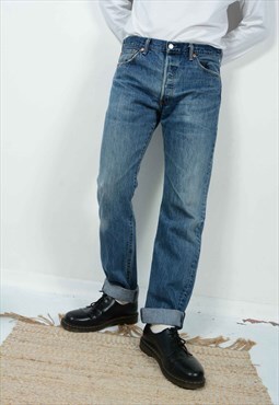 Vintage 90s Levi's Jeans 501 Blue Unisex Size 34x34