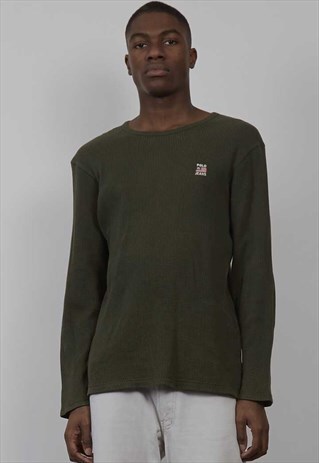 VINTAGE 90'S RALPH LAUREN KHAKI WAFFLE STITCH SWEATER