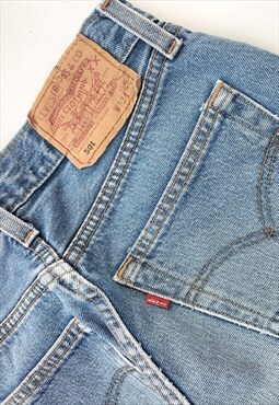 Vintage 90's Slim Fit Raw Hem Blue Levi Jeans