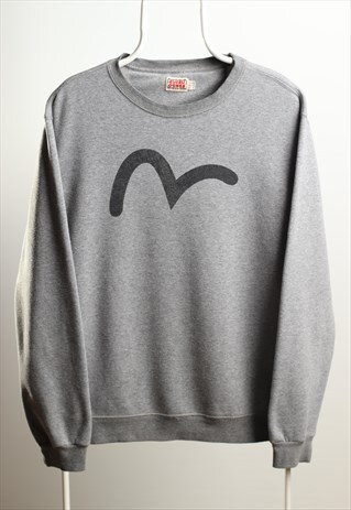 VINTAGE EVISU CREWNECK LOGO SWEATSHIRT GREY