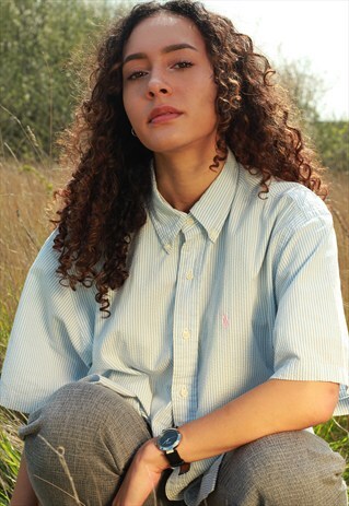 BABY BLUE AND WHITE RALPH LAUREN SHIRT