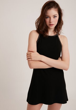 STUDDED DRESS - BLACK