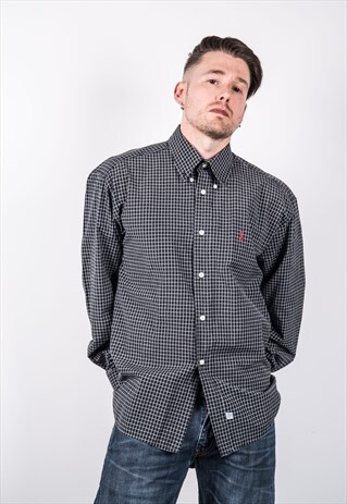 RALPH LAUREN VINTAGE 1990S BLACK AND WHITE CHECKED SHIR