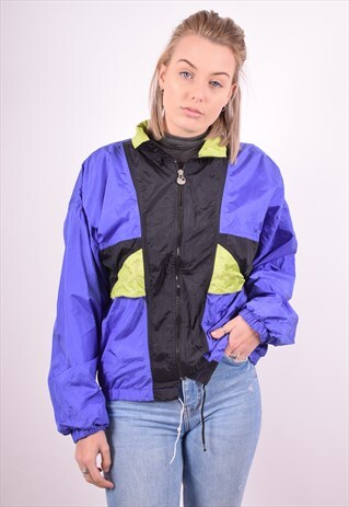 ASICS WOMENS VINTAGE TRACKSUIT TOP JACKET XL PURPLE 90S