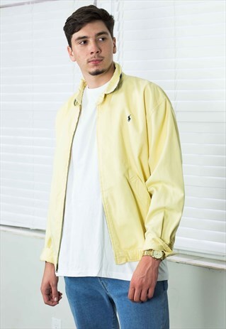 VINTAGE POLO RALPH LAUREN HARRINGTON JACKET LOGO 90S L 26.5