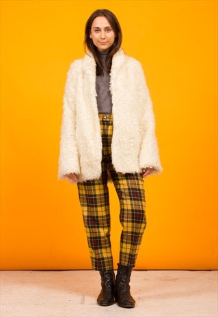 CREAM FAUX FUR COAT