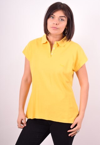 FILA WOMENS VINTAGE POLO SHIRT MEDIUM YELLOW 90S
