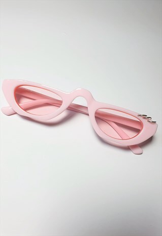 SLIM RED Y2K TINTED SUNGLASSES IN PINK